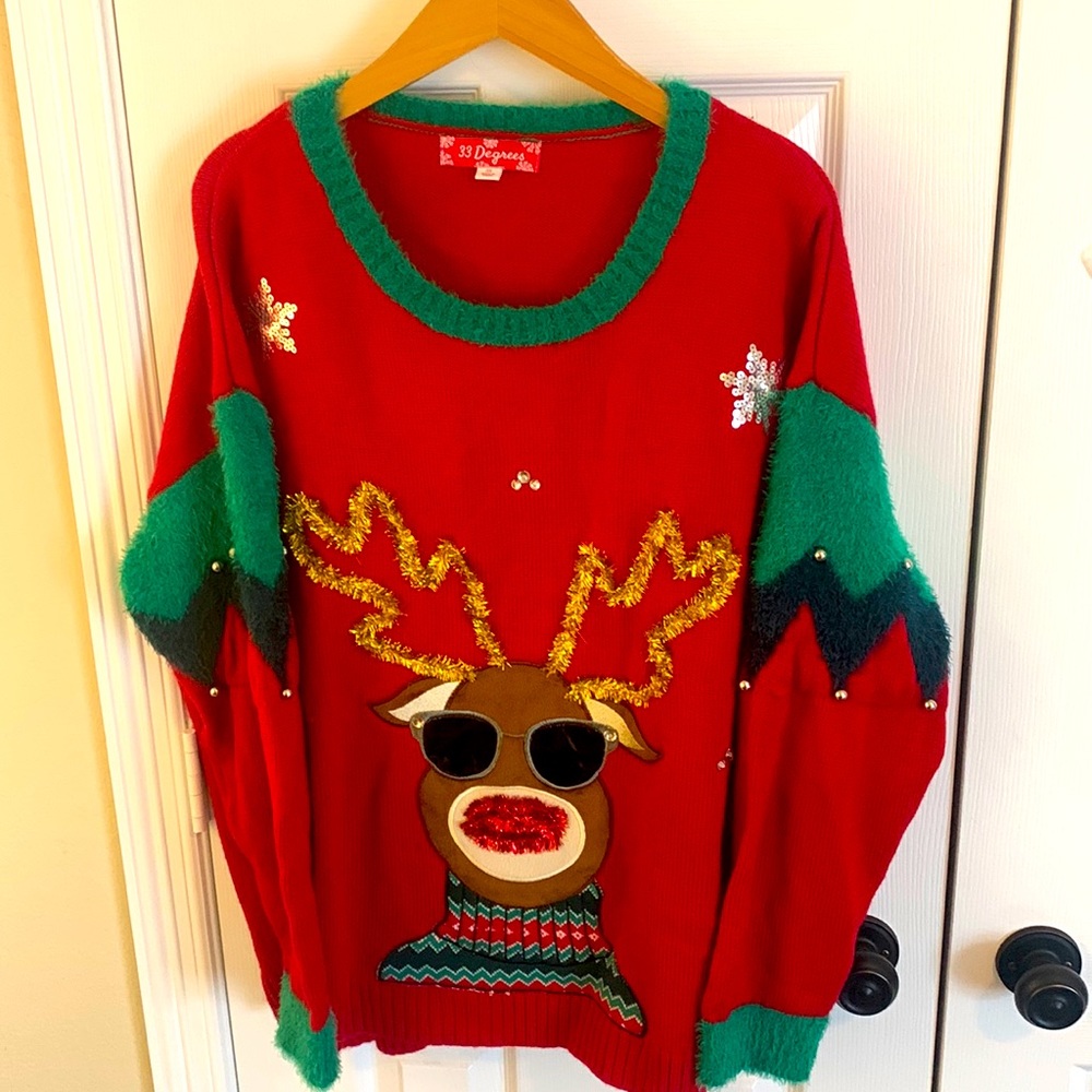 Ugly Christmas sweater red with cool Rudolph